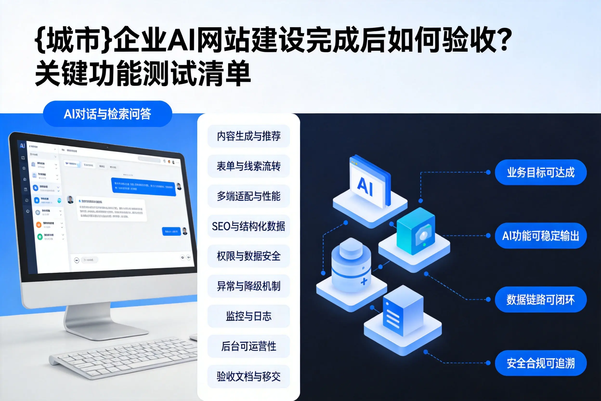 海口企业AI网站建设完成后如何验收？关键功能测试清单
