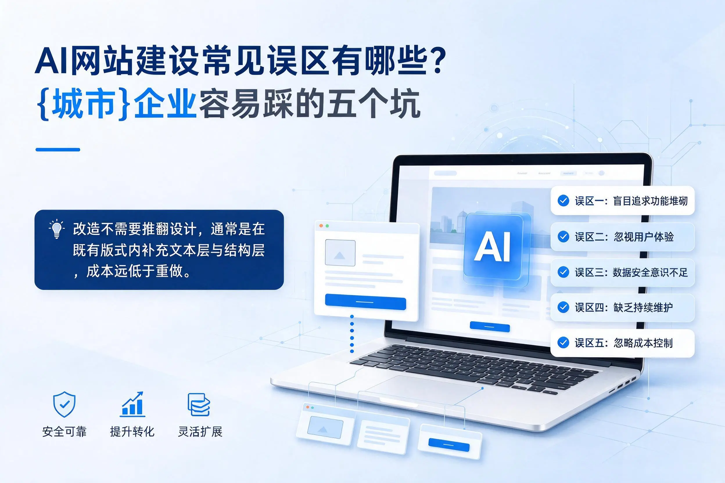AI网站建设常见误区有哪些?海口企业容易踩的五个坑