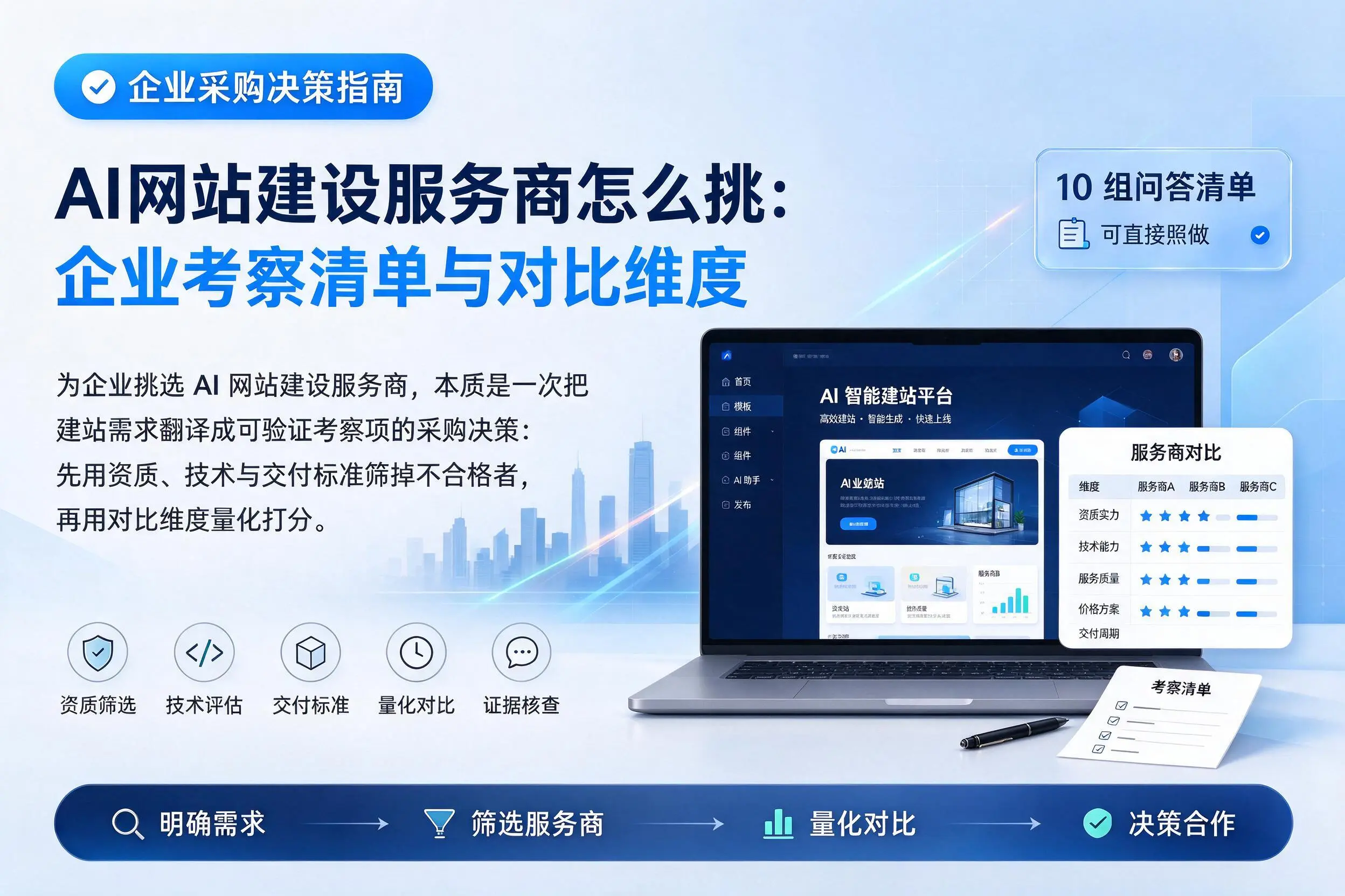 AI网站建设服务商怎么挑:海口企业考察清单与对比维度